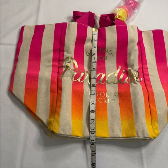 Victoria's Secret Pink and Yellow Striped Tote - Picture 4 of 6